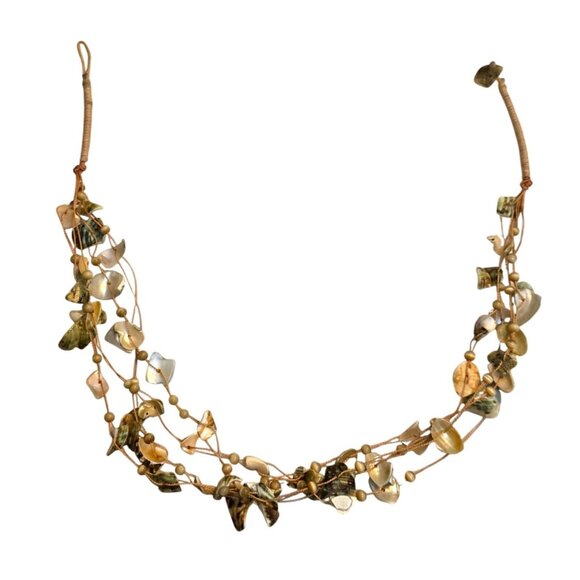 Handcrafted Multi-Strand Shell Bead Necklace 18" - Picture 3 of 7